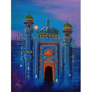 S. A. Noory, 18 x 24 Inch, Acrylic on Canvas, Cityscape Painting, AC-SAN-230